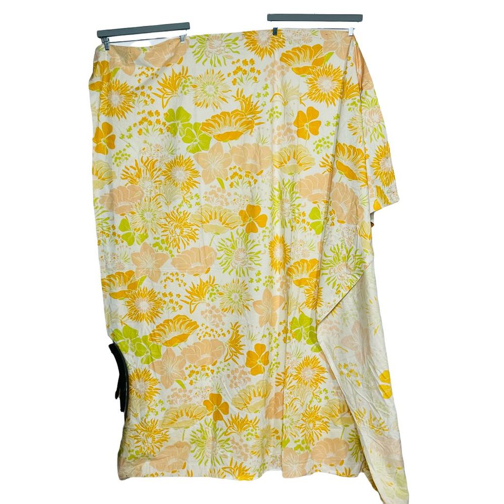 Urban Outfitters Retro Floral Shower Curtain Yellow Green Peach Orange Tan